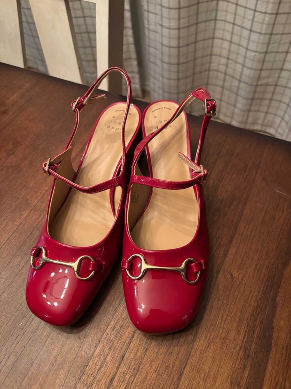 Target Red Patent Mary-Jane Slingback Flats with Gold Horsebit
